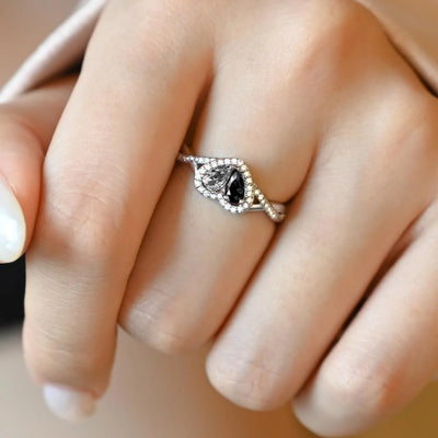 Self Reminder Black & Clear Heart Ring