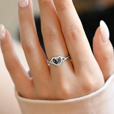 Self Reminder Black & Clear Heart Ring