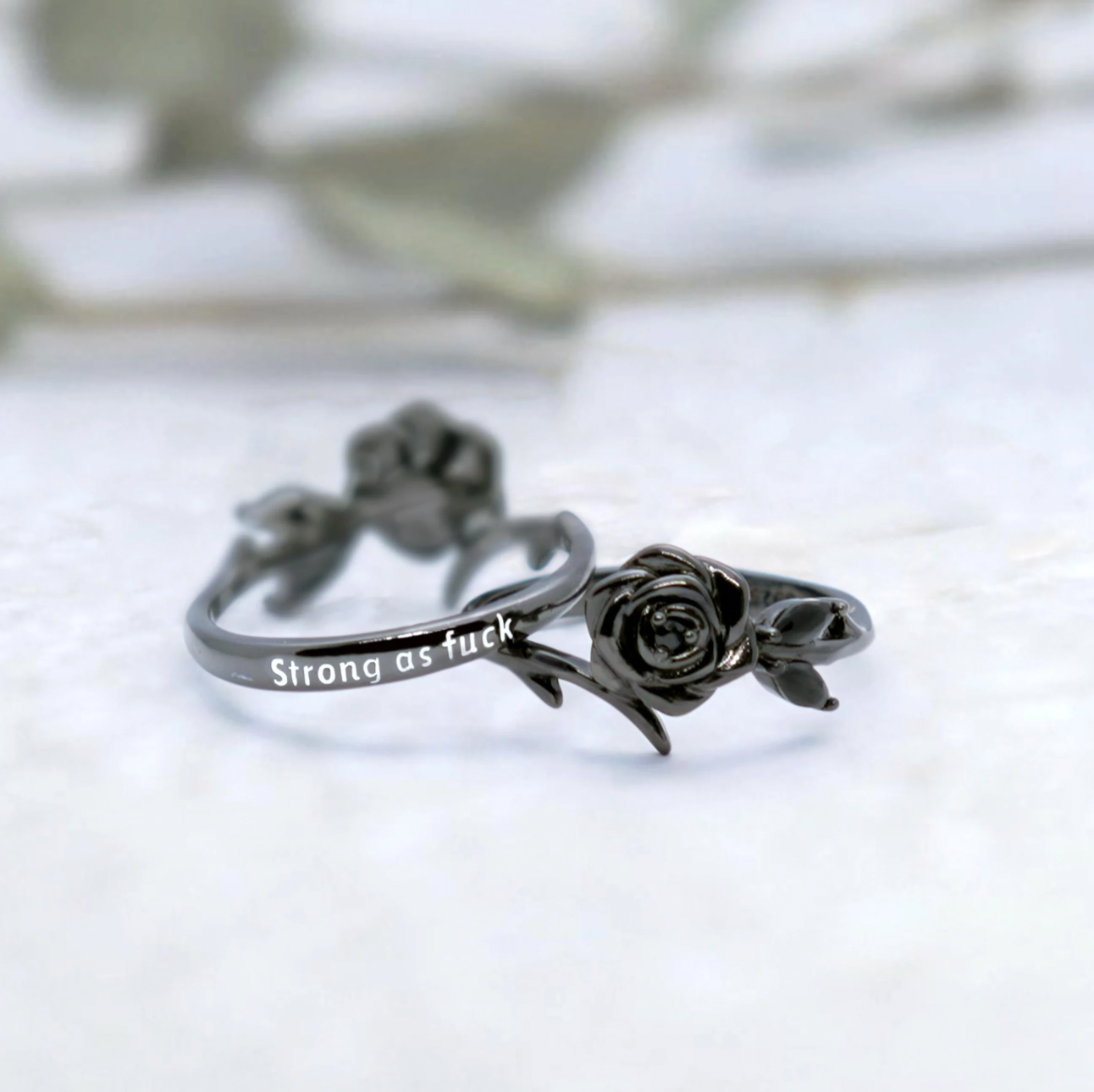 Strong As F*ck - Black Rose Ring