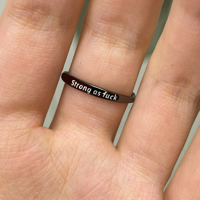 Strong As F*ck - Black Rose Ring