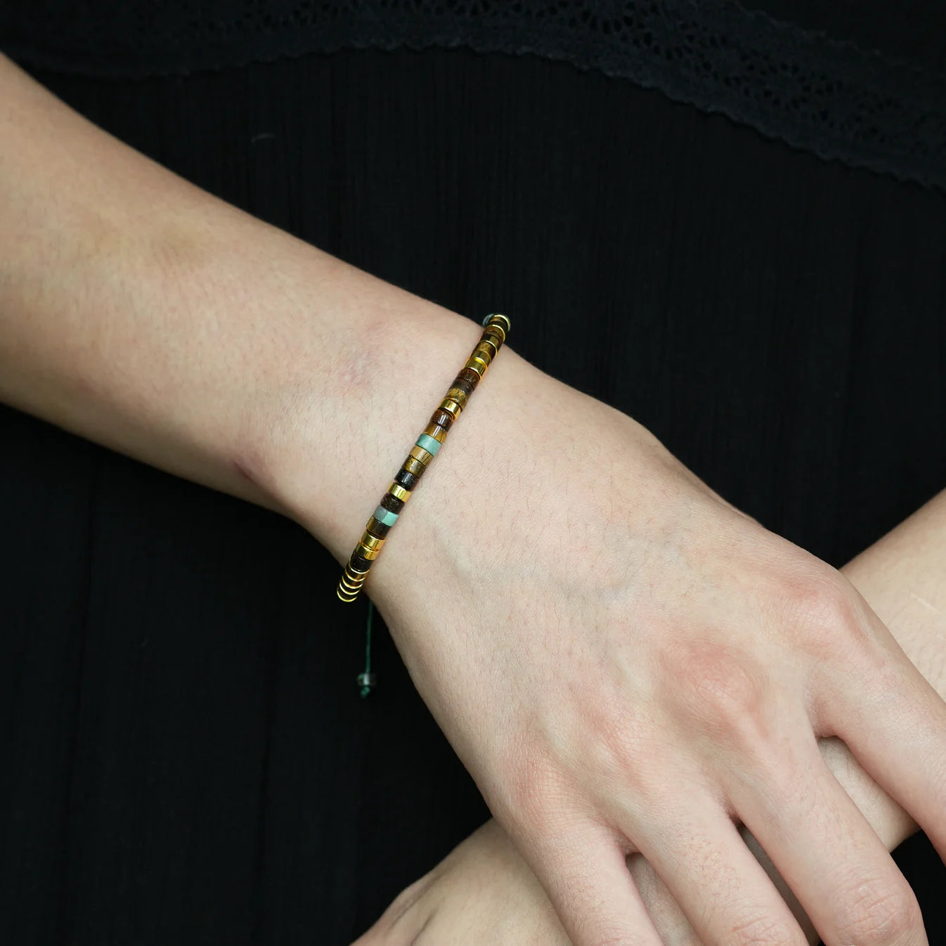 'Strong As Fuck' Morse code Turquoise Tiger eye Bracelet