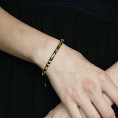 'Strong As Fuck' Morse code Turquoise Tiger eye Bracelet